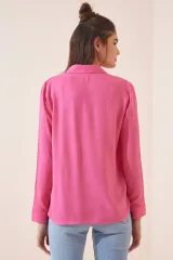 İpeksi Dokulu Regular Fit Pembe Gömlek