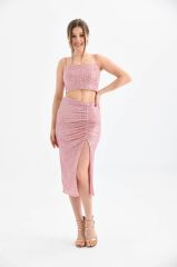 Drape Detaylı İkili Payet Abiye Takım